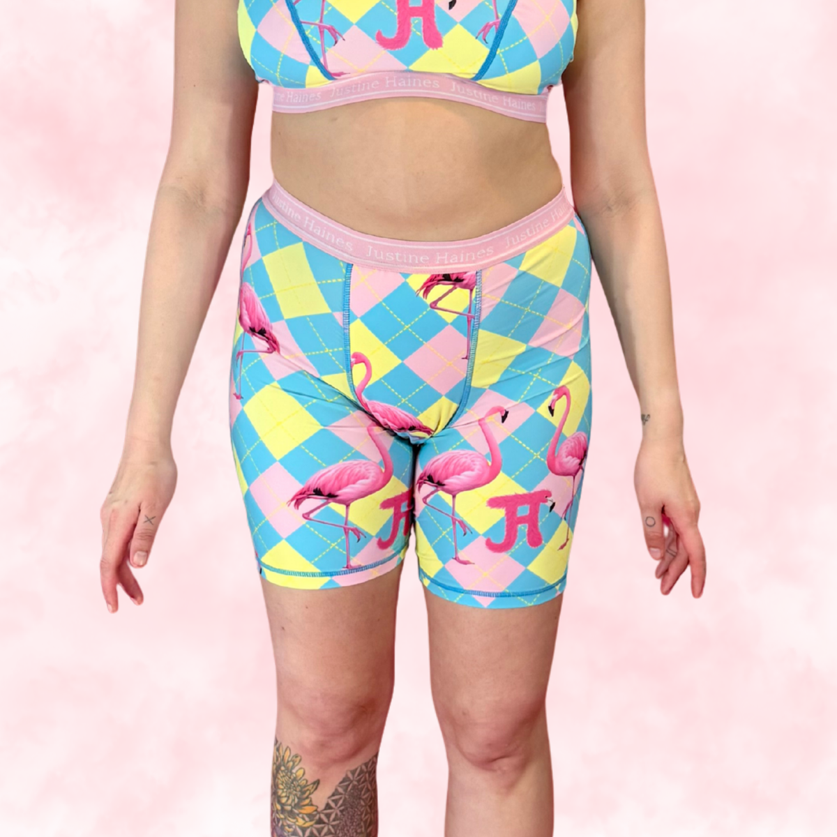 JH Exclusive Long Period Boxer / Biker Short 🎀 Preppy Flamingo 🦩✨
