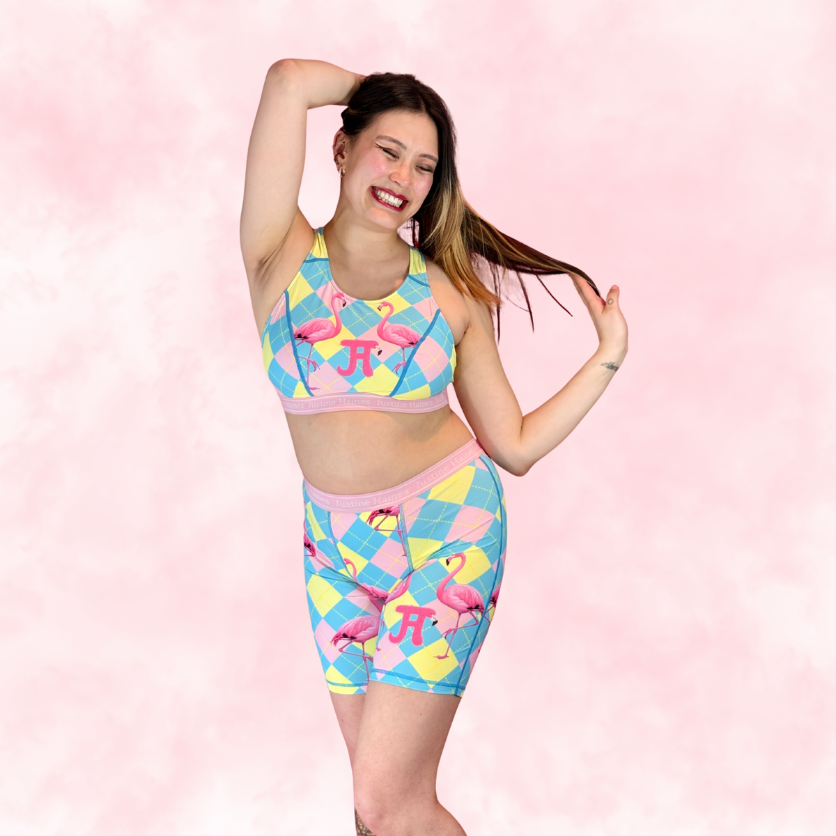 JH Exclusive Long Period Boxer / Biker Short 🎀 Preppy Flamingo 🦩✨