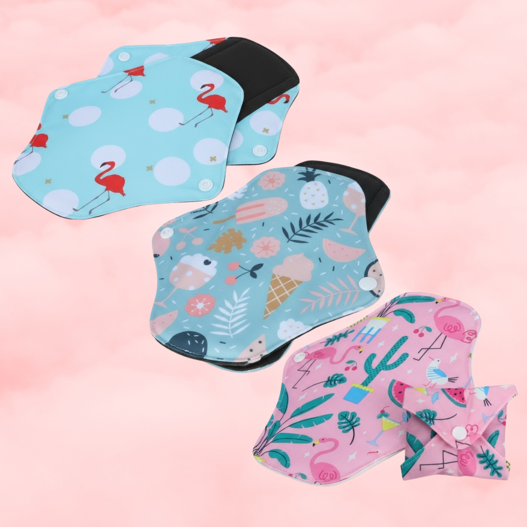 🎁 Printed Bamboo Menstrual Pads – Reusable • Leak-Proof • Cute Prints