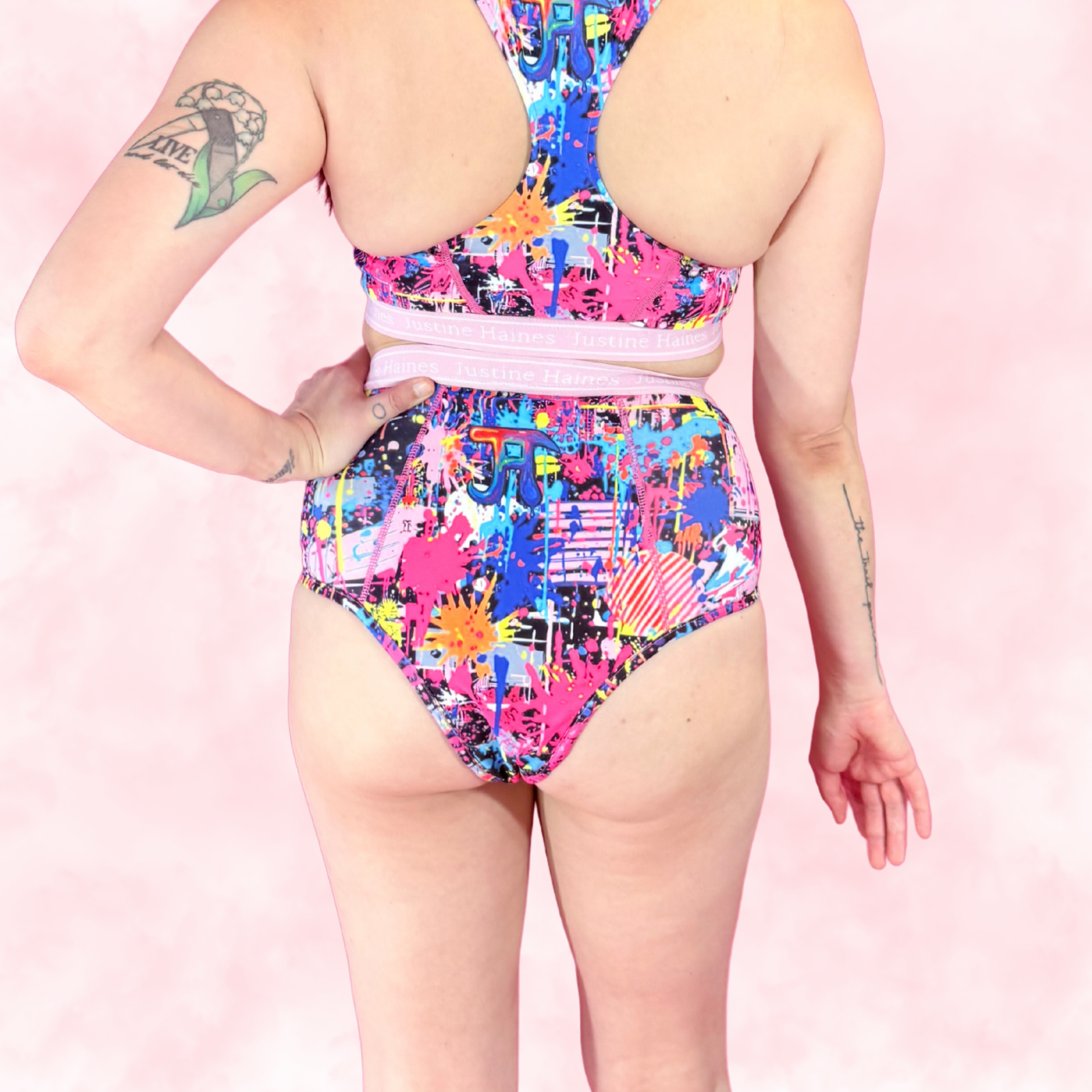 JH Exclusive * High-Rise Tummy Control Menstrual Thong ⚡️🖤 GRAFFITI 1980 💥🎨