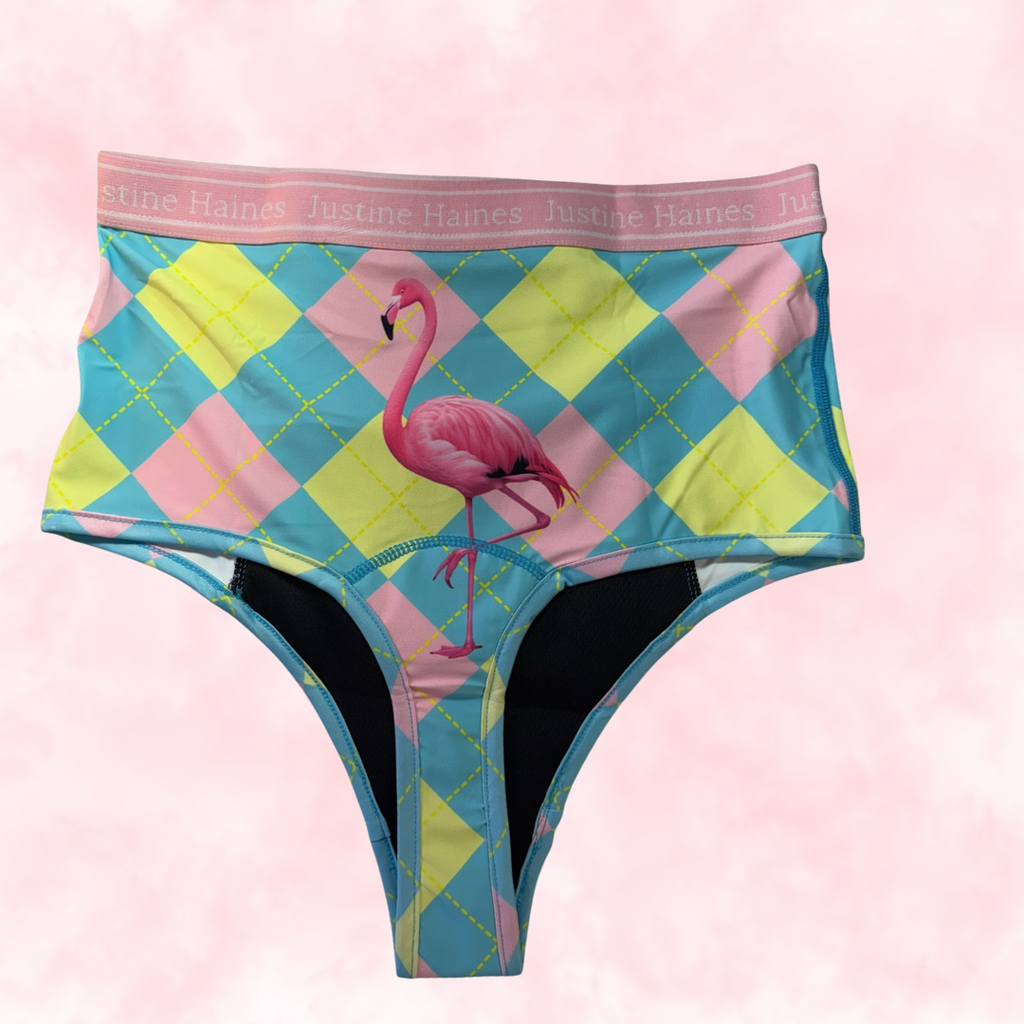 High Rise Tummy Control Menstrual CHEEKY / BRAZIL🎀 Preppy Flamingo 🦩✨