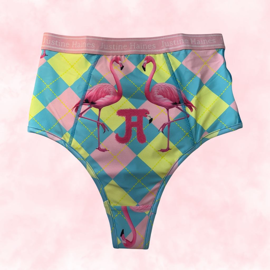 High Rise Tummy Control Menstrual CHEEKY / BRAZIL🎀 Preppy Flamingo 🦩✨