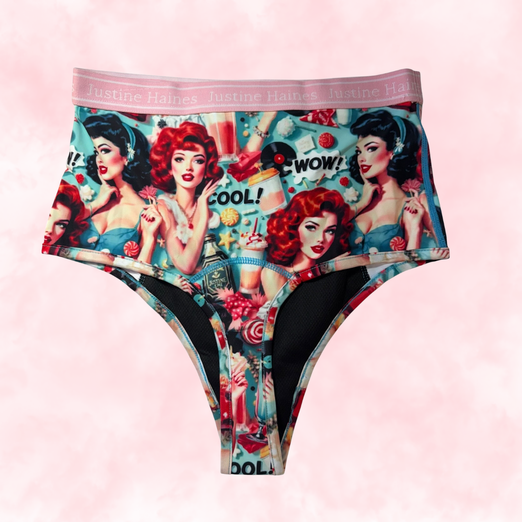 High Rise Tummy Control Menstrual CHEEKY / BRAZIL 😎 Retro POP 🥤 🍨