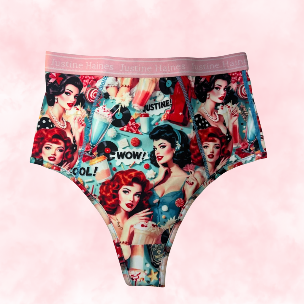 High Rise Tummy Control Menstrual CHEEKY / BRAZIL 😎 Retro POP 🥤 🍨