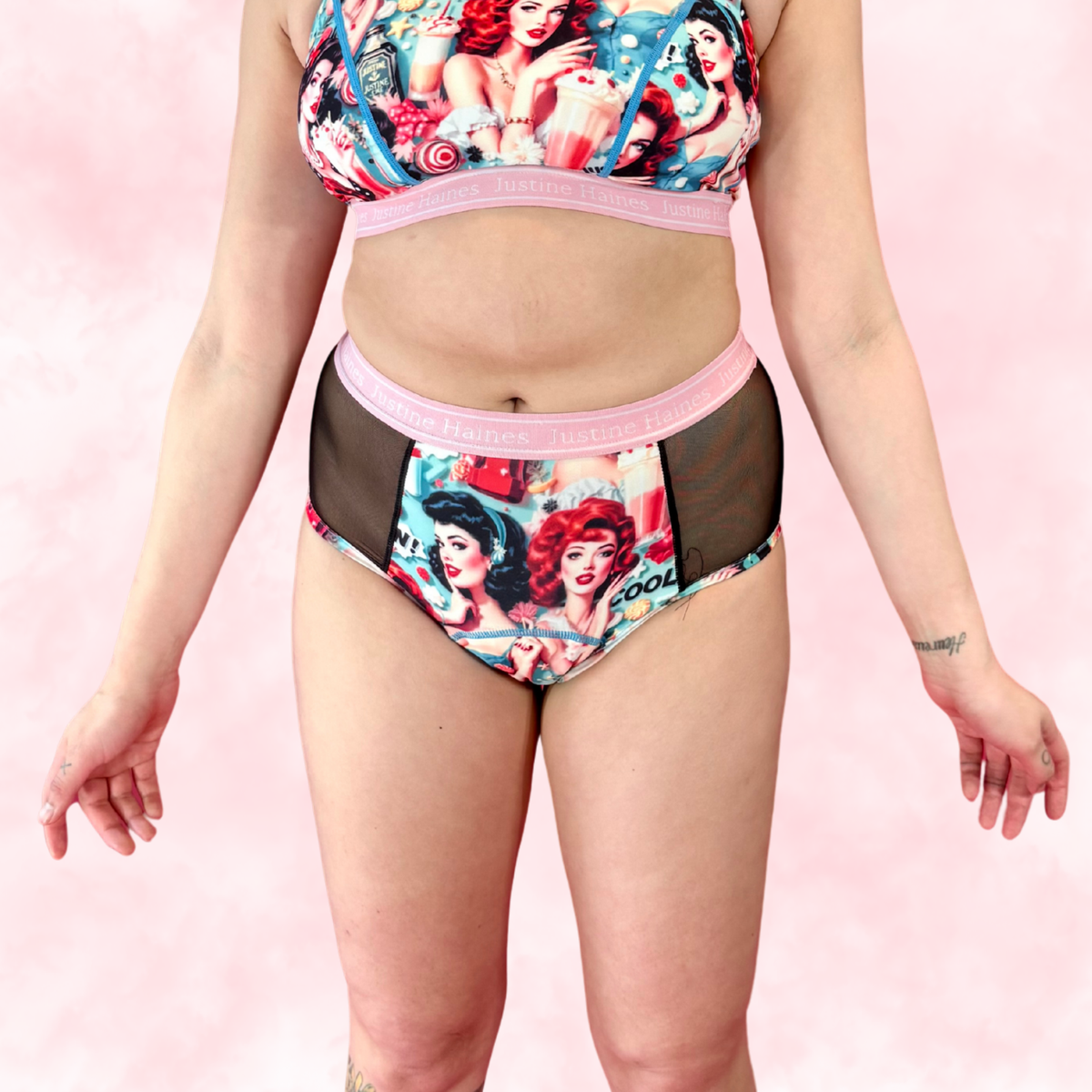 High-Rise Period Undie with MESH 😎 Retro POP 🥤 🍨