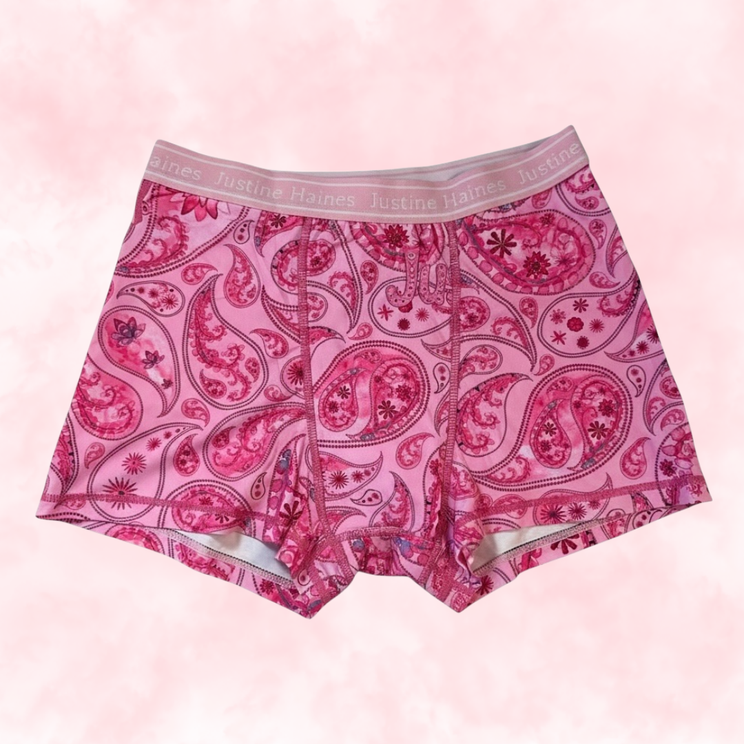 BoxerBriefs Classic Period BoyShort 🌸🎀 Pink Paisley 🌸🎀