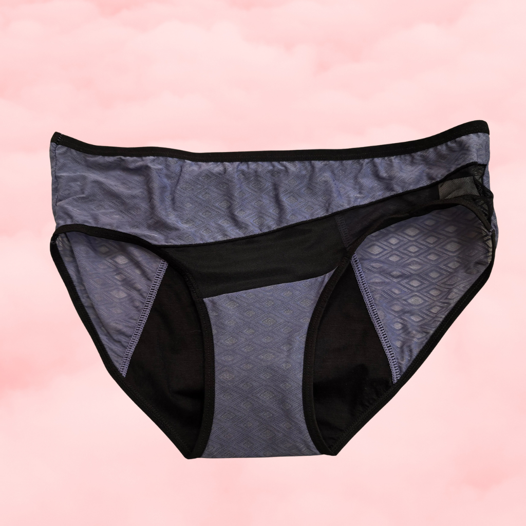 💙Culotte Hipster Menstruelle Asymétrique – Bleu-Gris 💙