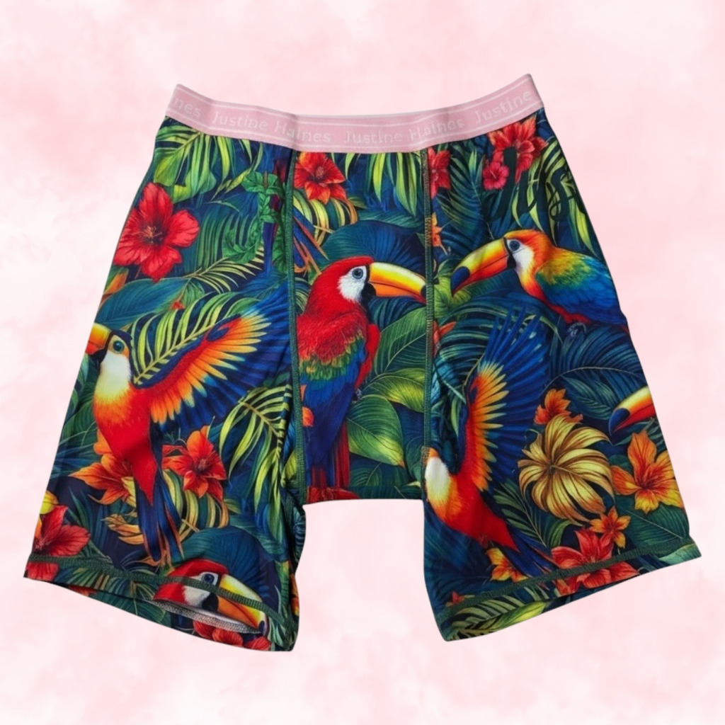 JH Exclusive * Long Period Boxer / Biker Short 🧡🌺 Tropical Escape 🦜🌴