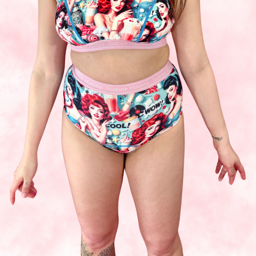 High Rise Tummy Control Menstrual CHEEKY / BRAZIL 😎 Retro POP 🥤 🍨