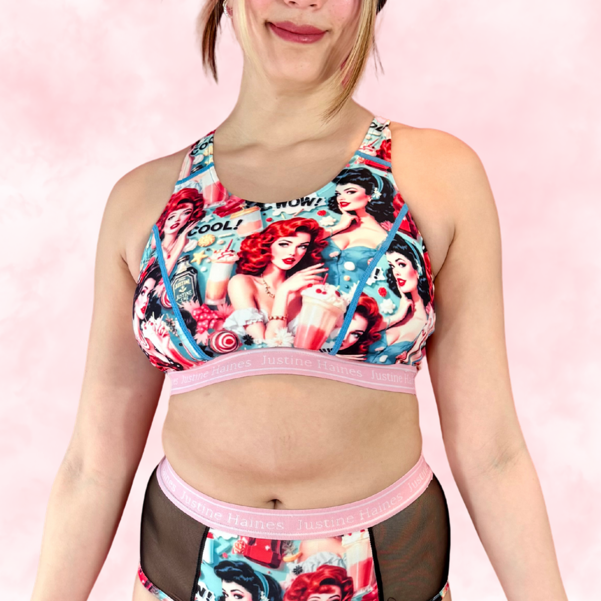 Classic T-Back Sports Bra 😎 Retro POP 🥤 🍨