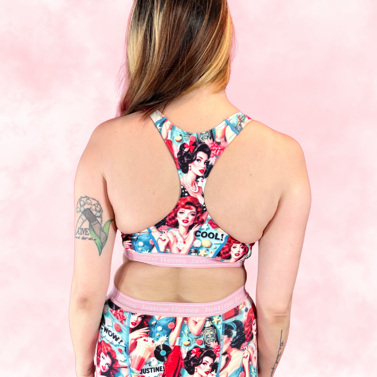 Classic T-Back Sports Bra 😎 Retro POP 🥤 🍨