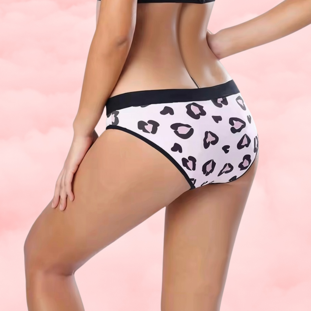 💗Culotte menstruelle hipster en coton  Léopard rose🐆
