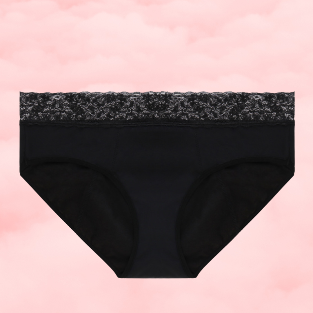 🖤 Culotte Menstruelle taille basse noire avec dentelle 🖤 5X-6X