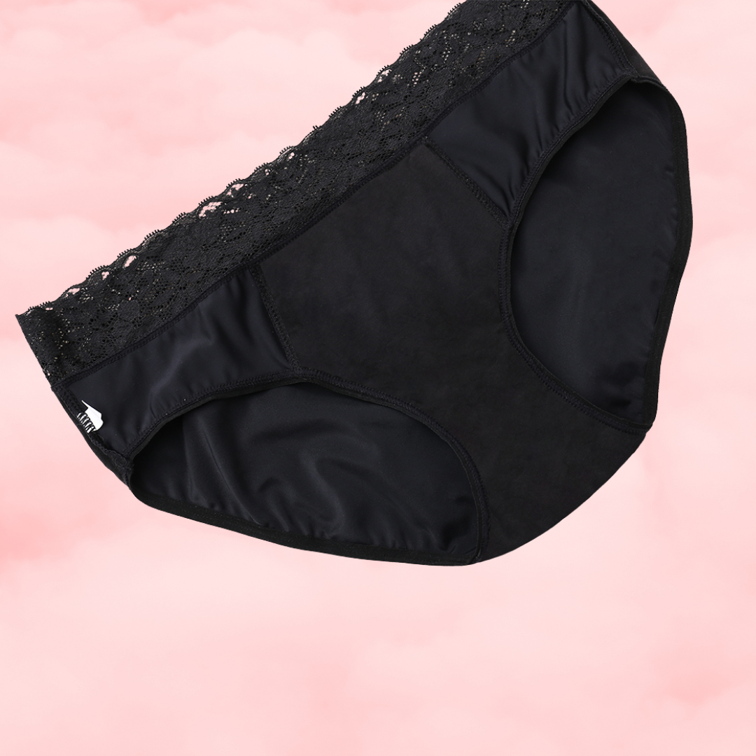 🖤 Culotte Menstruelle taille basse noire avec dentelle 🖤 5X-6X