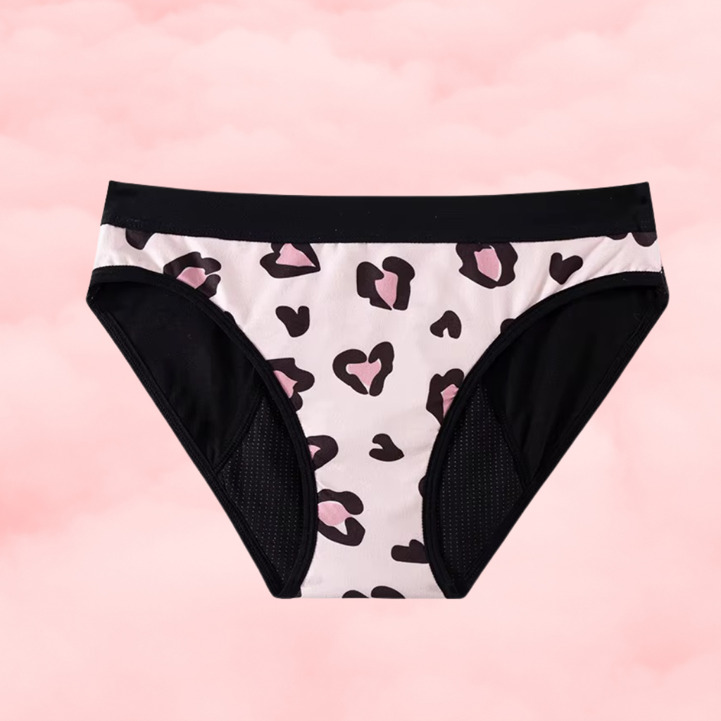 💗Culotte menstruelle hipster en coton  Léopard rose🐆