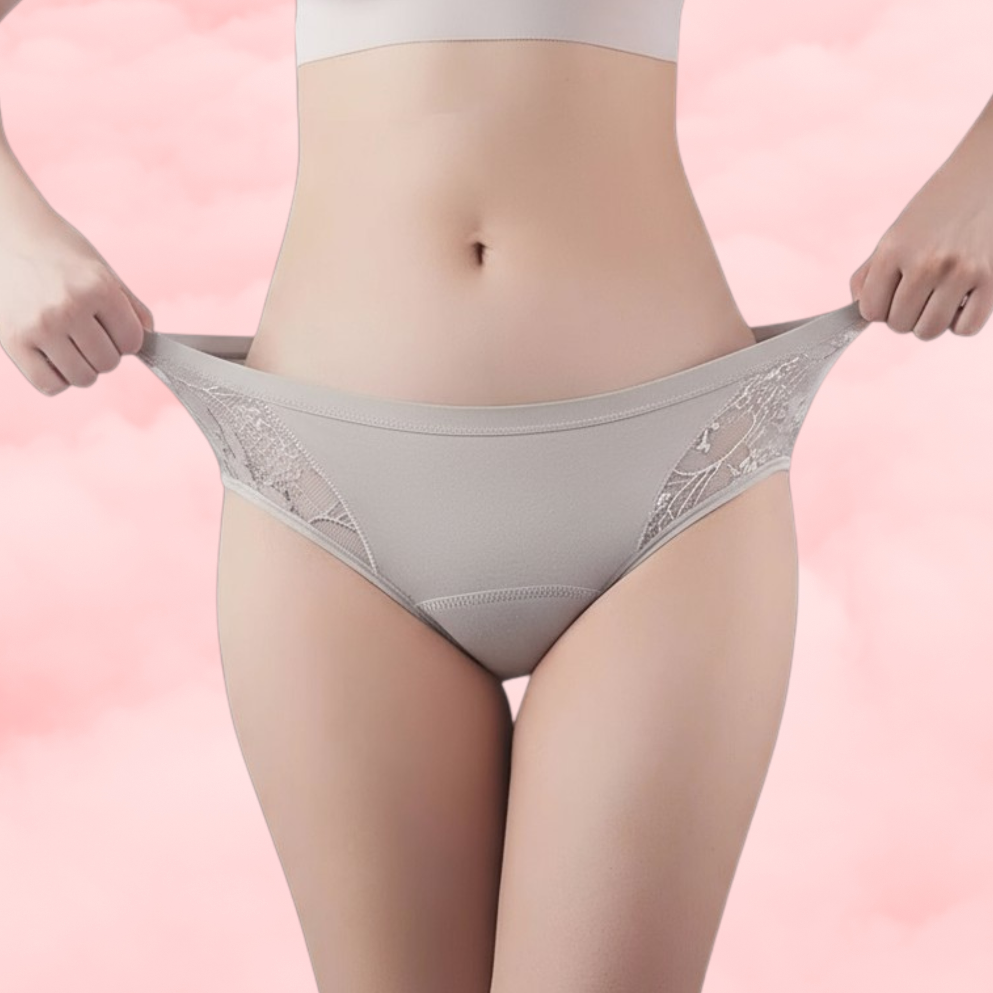 🌫️ Dentelle Argentée – Culotte Menstruelle Taille Basse 🌫️