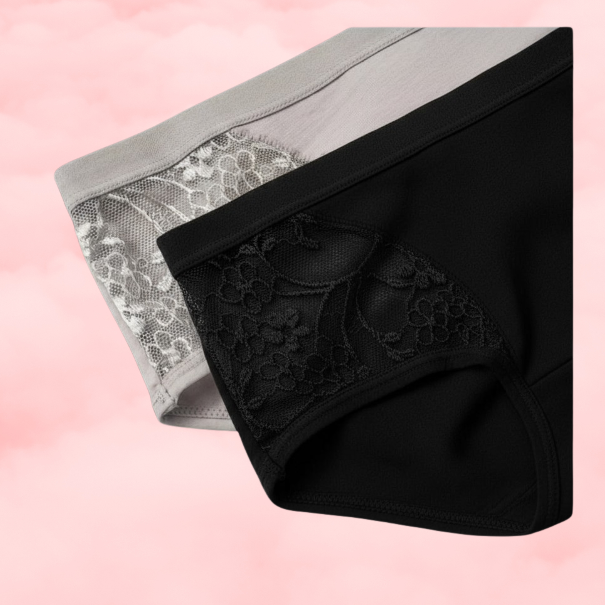 🌫️ Dentelle Argentée – Culotte Menstruelle Taille Basse 🌫️