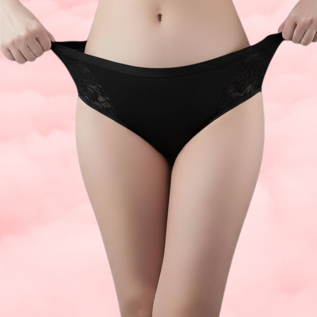 🌫️ Dentelle Noire – Culotte Menstruelle Taille Basse 🌫️