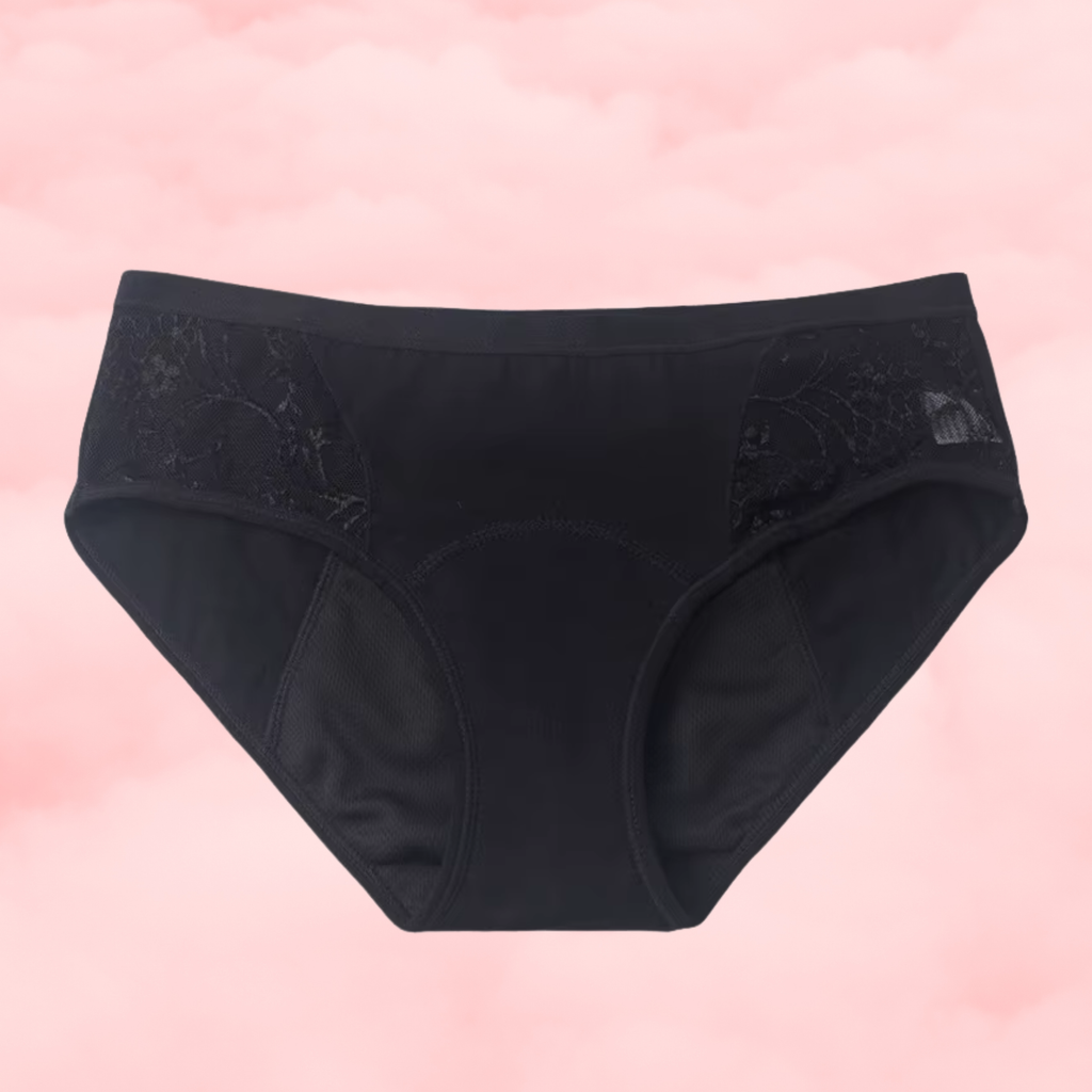 🌫️ Dentelle Noire – Culotte Menstruelle Taille Basse 🌫️