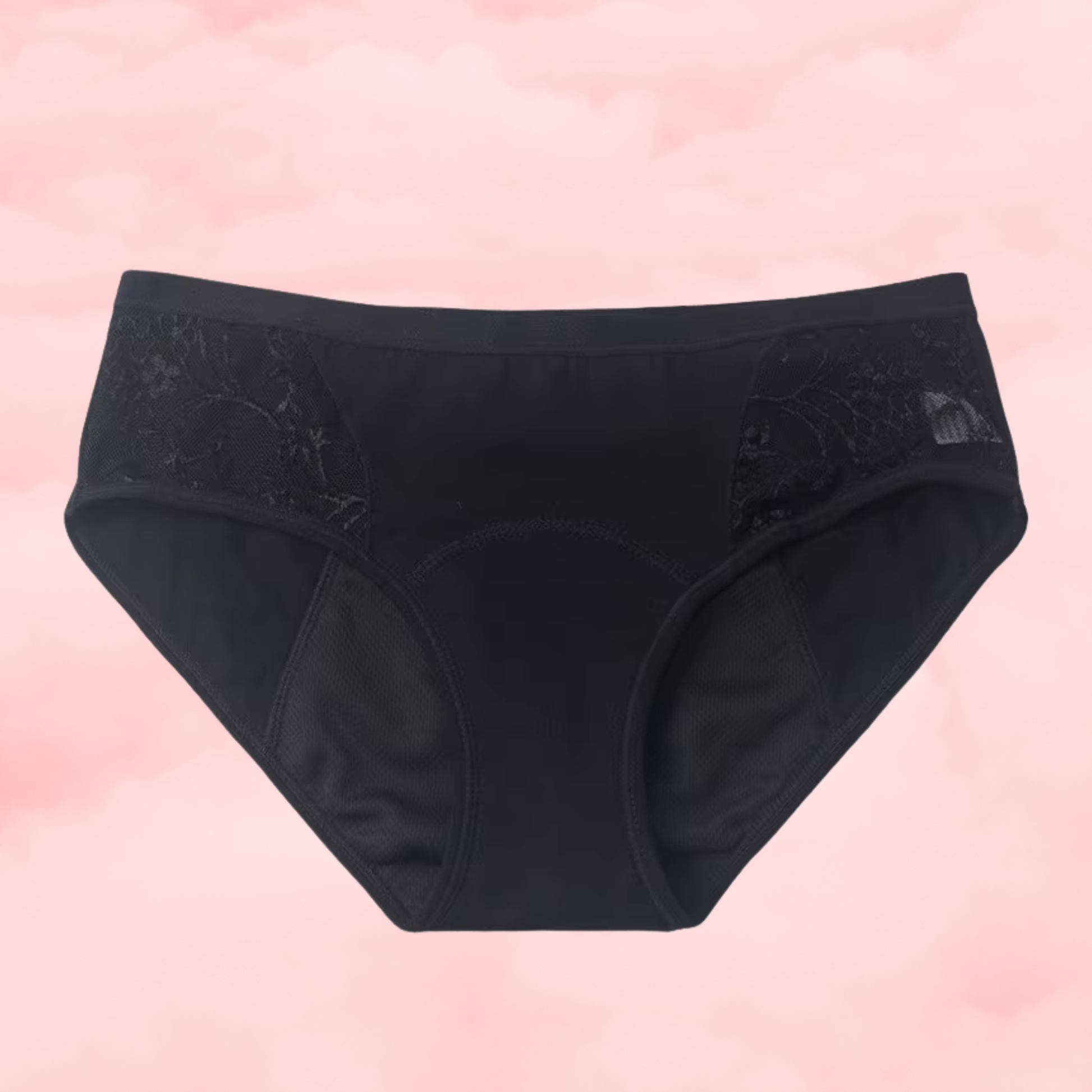 🌫️ Dentelle Noire – Culotte Menstruelle Taille Basse 🌫️