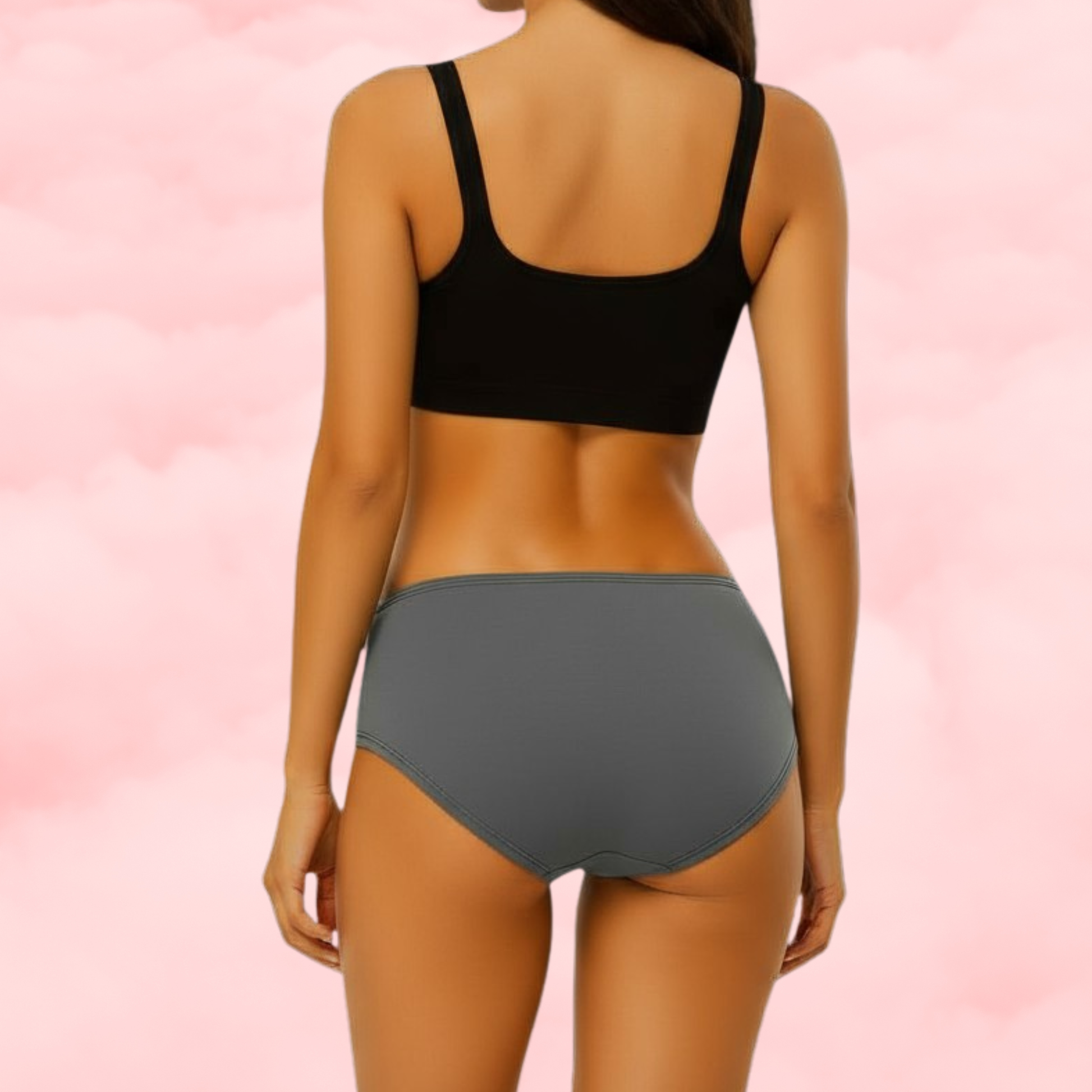 🌫️ Gris Sportif – Culotte Menstruelle Taille Basse à Mi-Haute 🌫️