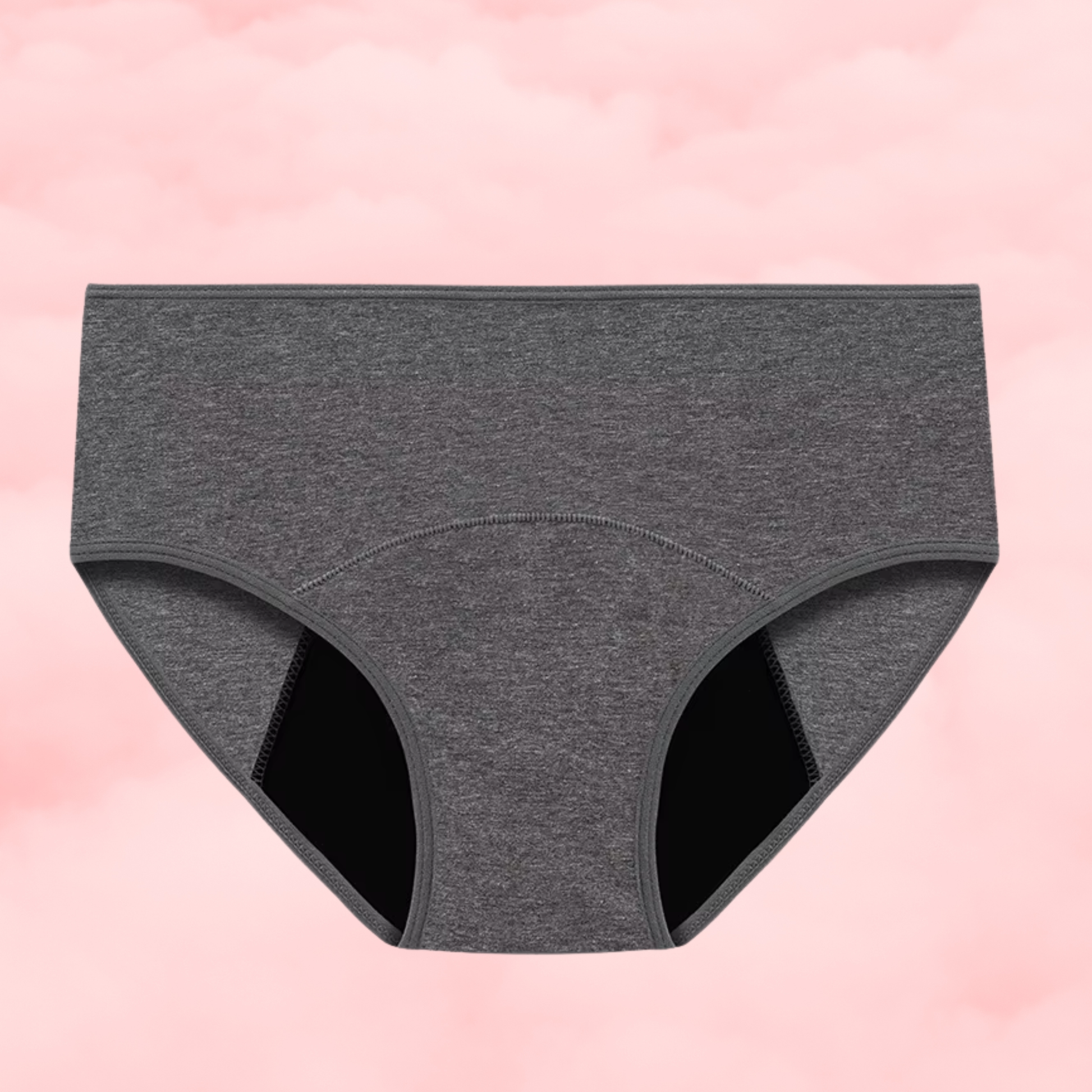 🌫️ Gris Sportif – Culotte Menstruelle Taille Basse à Mi-Haute 🌫️