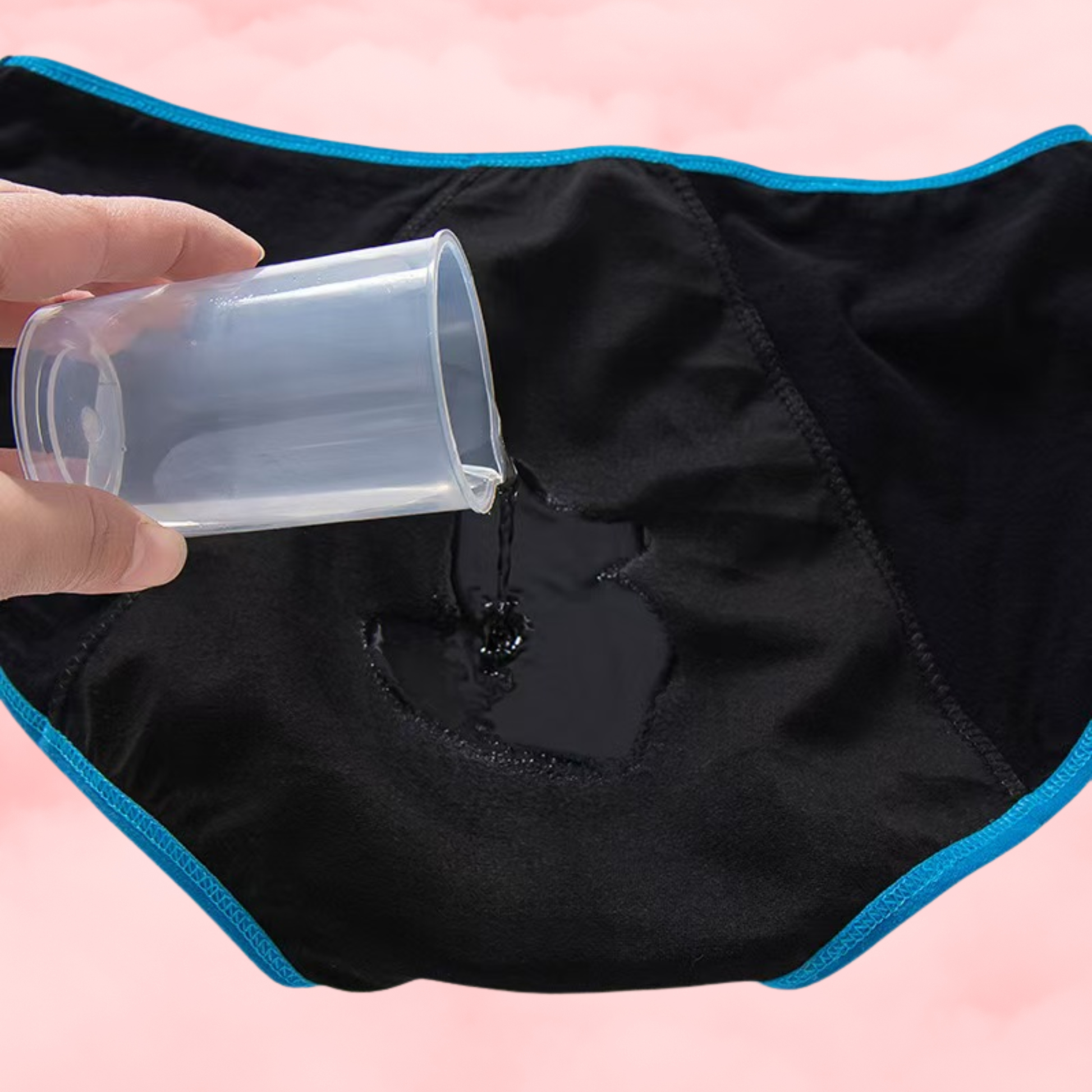 🖤⚡&nbsp;Culotte Menstruelle Taille Basse à Mi-Haute Noire à Bordure Turquoise Électrique ⚡🖤