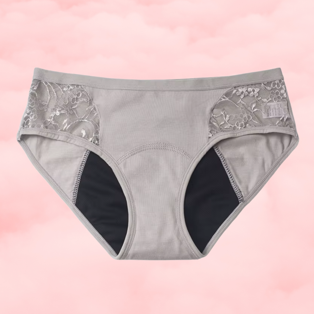 🌫️ Dentelle Argentée – Culotte Menstruelle Taille Basse 🌫️