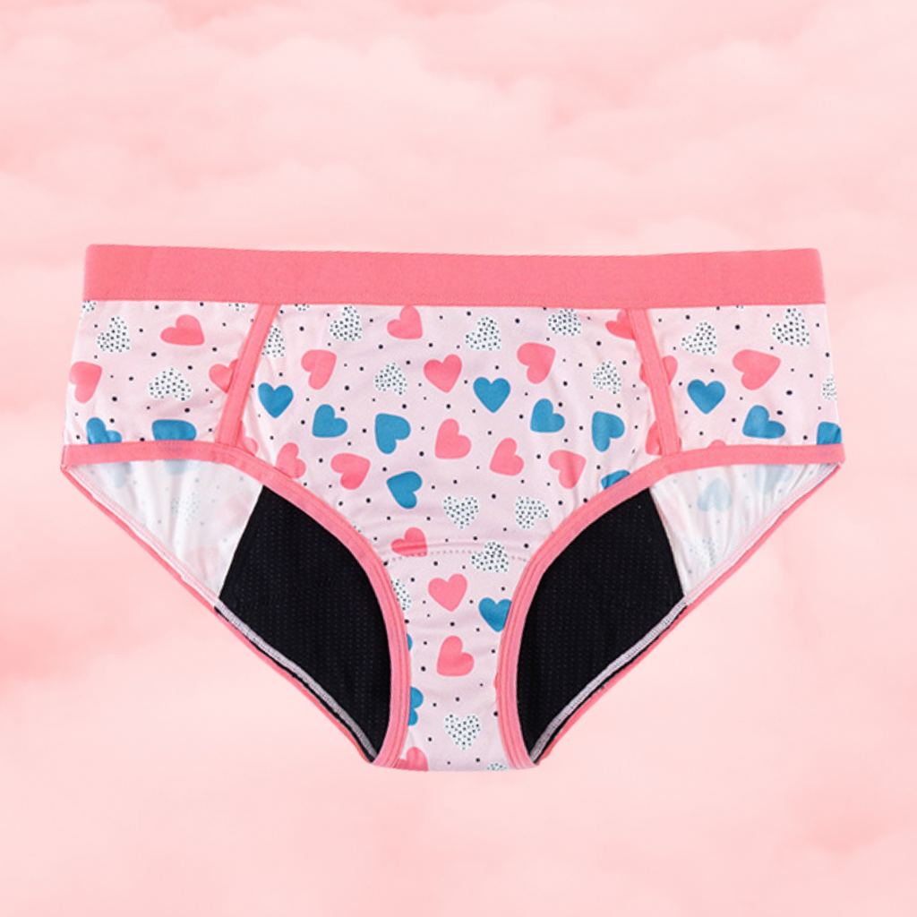 🥰 Culotte Menstruelle Taille Basse ❤️ Cœurs Cute ❤️