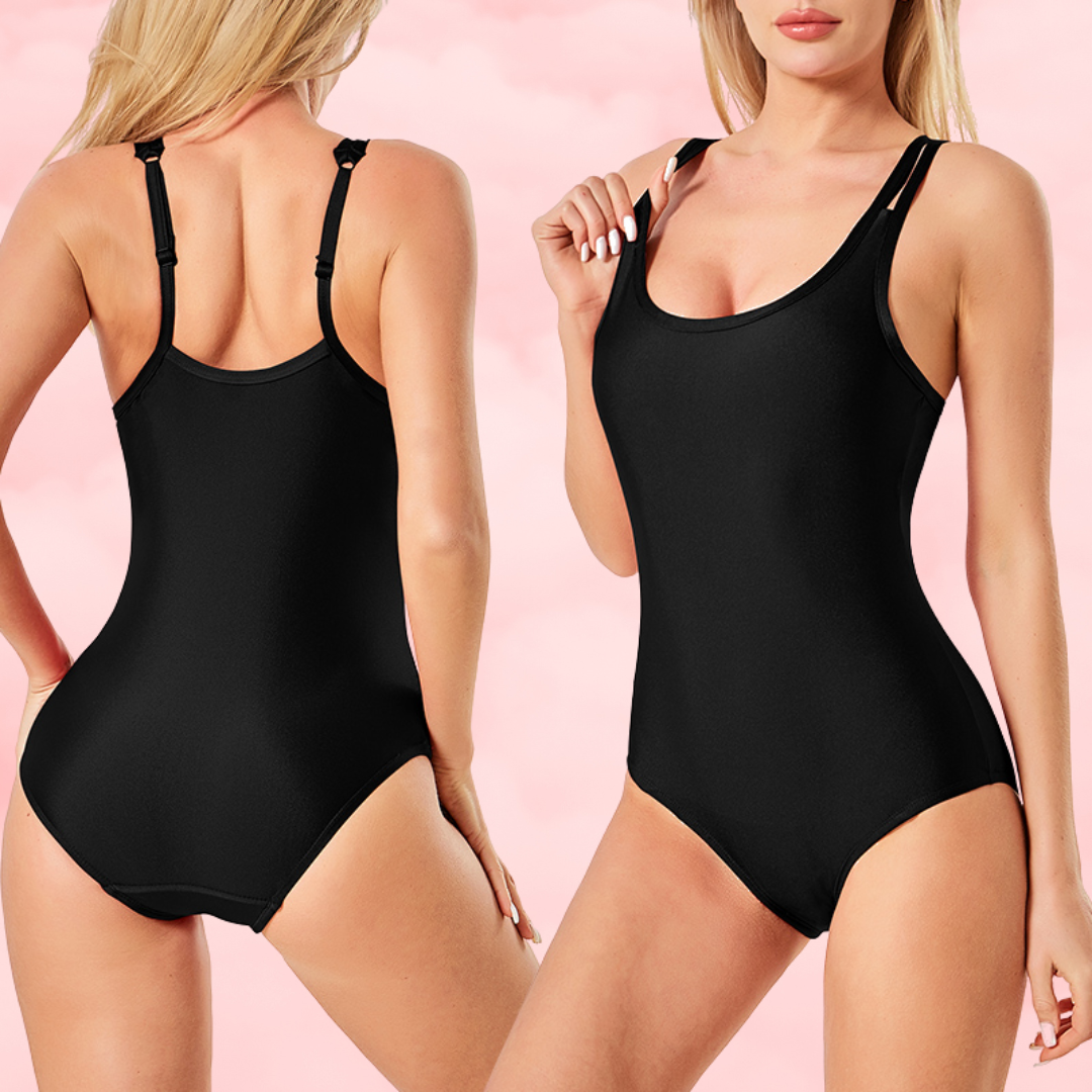 🖤 Black Menstrual One-Piece Swimsuit  double Straps🖤