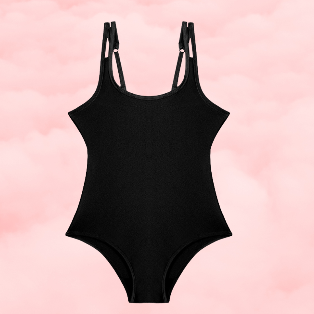 🖤 Black Menstrual One-Piece Swimsuit  double Straps🖤