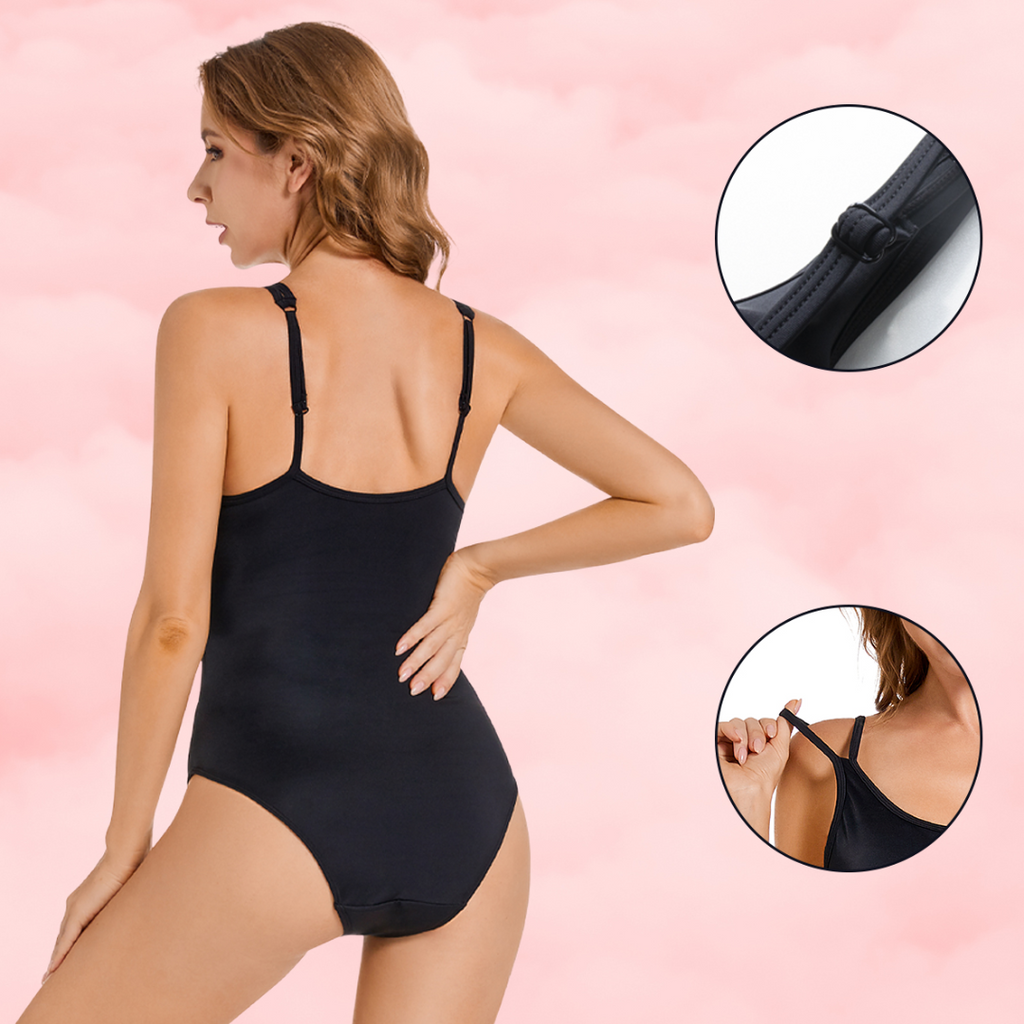🖤 Black Menstrual One-Piece Swimsuit  double Straps🖤