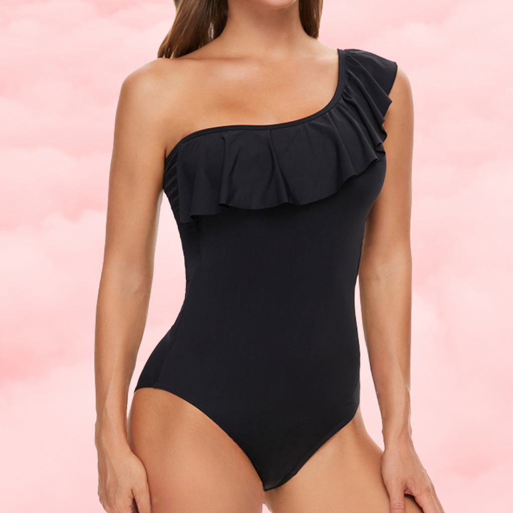 🖤 Black Menstrual One-Piece One Shoulder 🖤