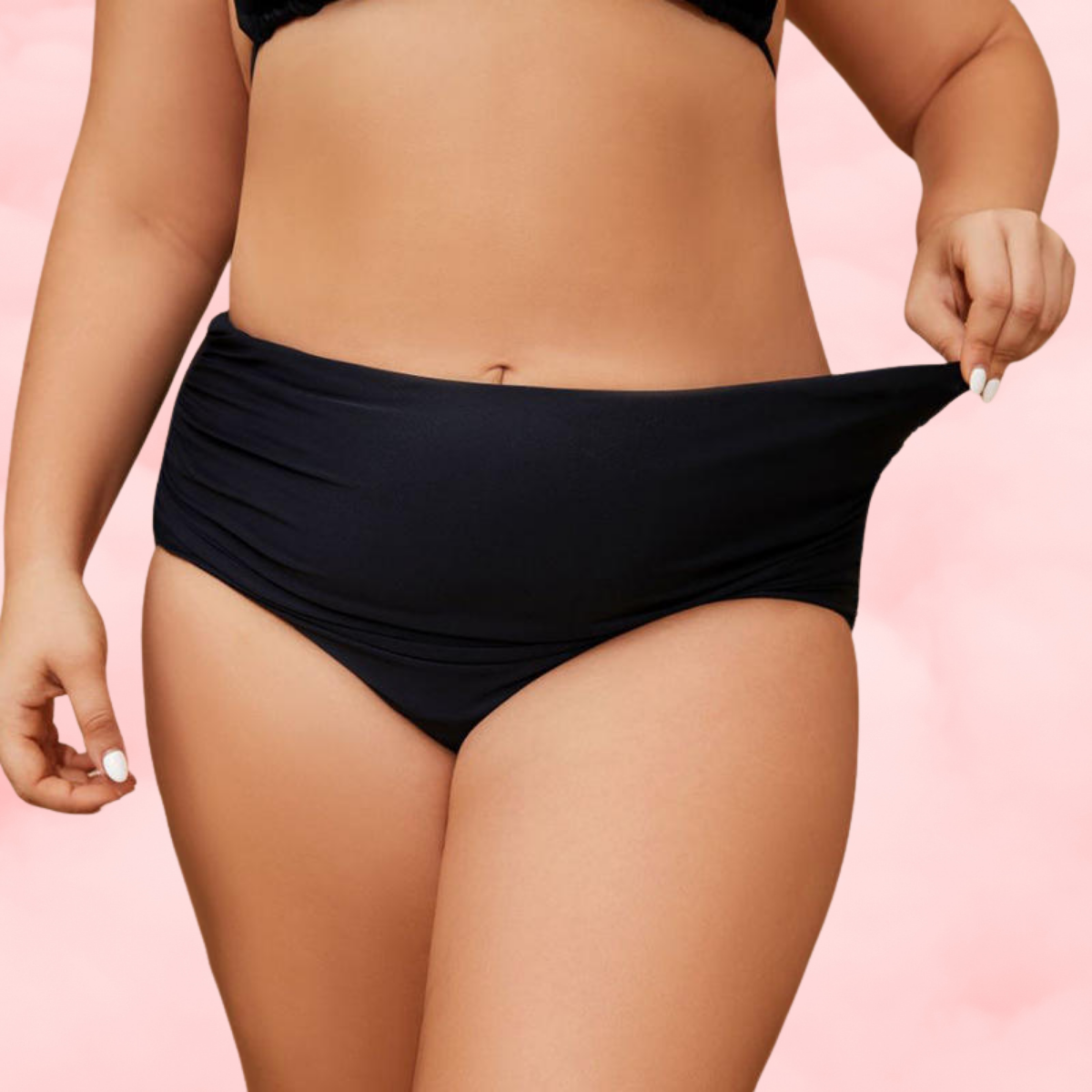 🖤 HIGH RISE HIGH CUT Black Bikini Bottom Period Swimwear