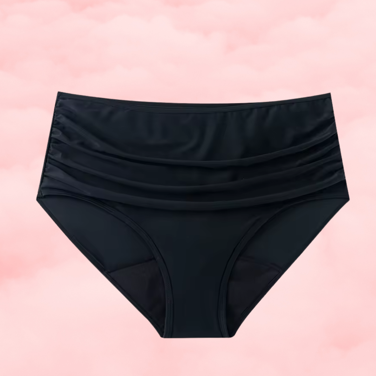 🖤 HIGH RISE HIGH CUT Black Bikini Bottom Period Swimwear