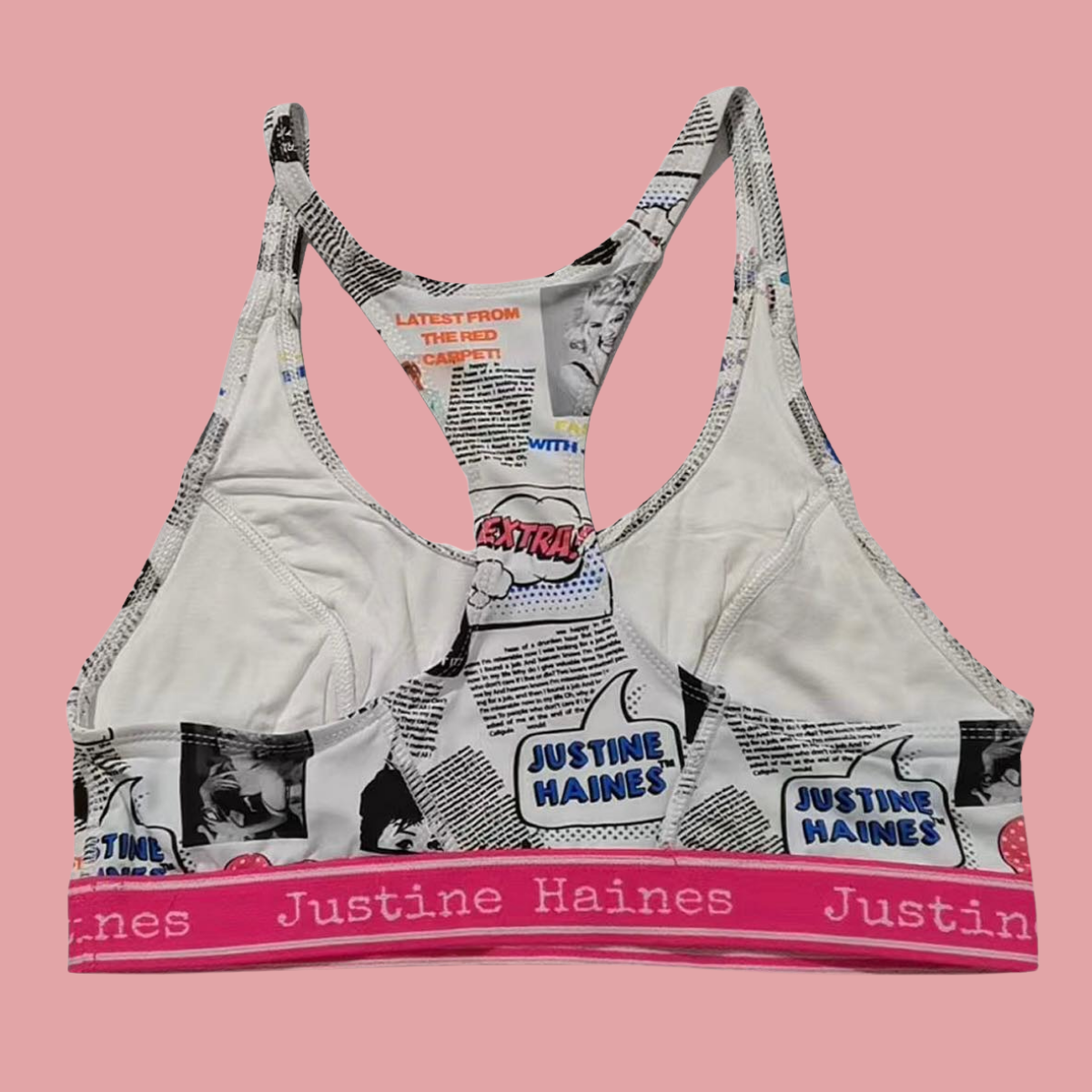 T-Back Racer Sports Bra in Fashion Newspaper – Justine Haines