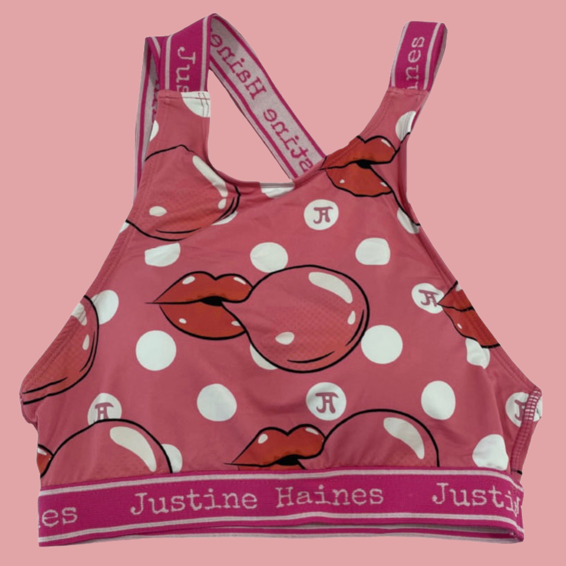 Asymmetrical Strappy Bra Top in Pink Bubble Gum – Justine Haines